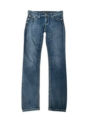 Express Women’s Stella Skinny Low Rise Cross Stitched Denim Jeans Size 4 X 32”L